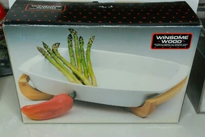 Vintage Winsome Wood Casserole Dish with Beachwood Cradle Collectible Bakeware - Picture 1 of 11