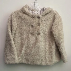 Rylee + Cru Putty Shearling Coat Fleece Linen Jacket Girls Size 8-9Y - Picture 1 of 7