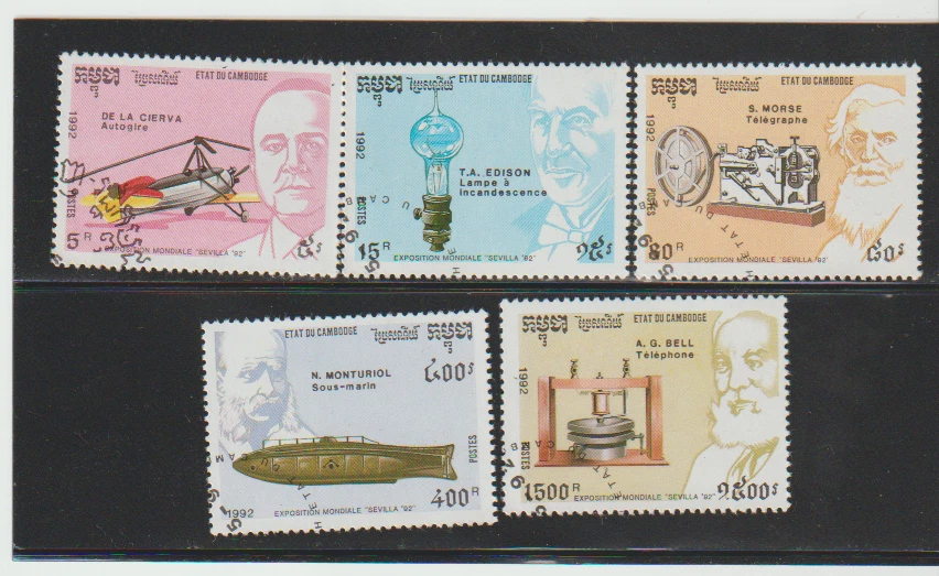 Cambodia  Scott #1218-1222 Used VF  Inventors - Expo 92 - Image 1 of 1