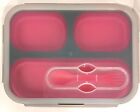 Portable Lunch Container Bento Box 3-Compartment Divided Food Storage Hot Pink