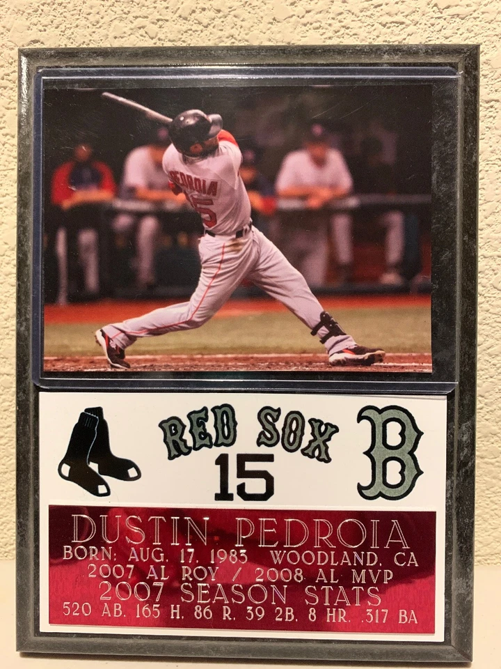 Placa Dustin Pedroia 6x8 Boston Redsoxs  Foto 1 de 3