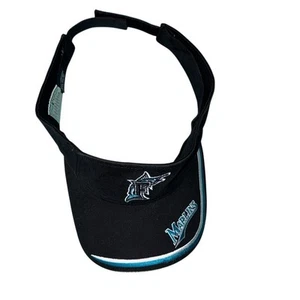 VTG Florida Miami Marlins Black Visor Sun Hat Baseball Vintage Adjustable - Picture 1 of 4