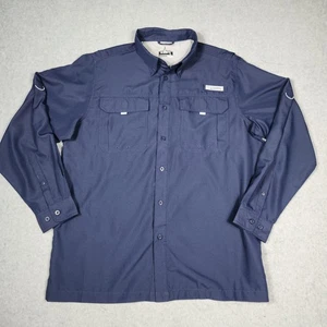 Habit Shirt Mens Large Navy Blue Long Sleeve Fishing Vented Outdoor Solar 40+ - Picture 1 of 17