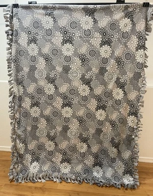 Gray, Black & White Circle Double-Sided Fleece Blanket #20 (49.5 in W X 67in L) - Image 1 of 3