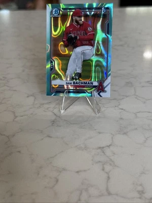 2021 Bowman Draft - Chrome Sam Bachman #BDC-196 Aqua Lava Refractor /199 (RC) - Image 1 of 3