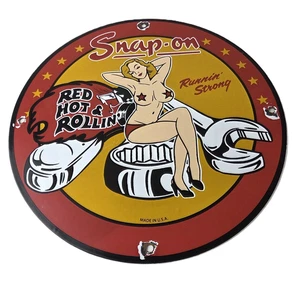 Vintage Snap-On Tools Porcelain Sign - Auto Wrench Gas Service Garage Shop Sign - Picture 1 of 14