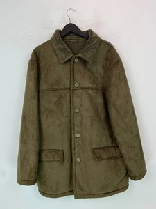 Hawkshead Khaki Faux Shearling Jacket Button Front Outdoor Style XL - Picture 1 of 18