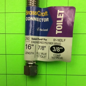 Brasscraft B1-16DLF WC-Anschluss 16" Länge 7/8" Füllventil zu Toilette 3/8" - Bild 1 von 1