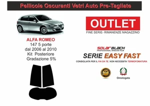 Pellicole Oscuranti Vetri Pre-Tagliata  Alfa Romeo 147 5p 06 Posteriore  5% E F - Imagen 1 de 1