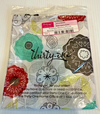 Bolsa de memoria Thirty-One Timeless orgánica amapola floral bolsa con cremallera nueva con etiquetas 655B Foto 1 de 2