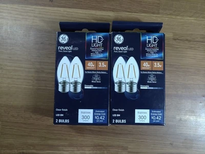2 Pack Of 2 GE Reveal HD+ LED Clear Decorative Light Bulbs Dimmable 3.5 w - Image 1 of 3