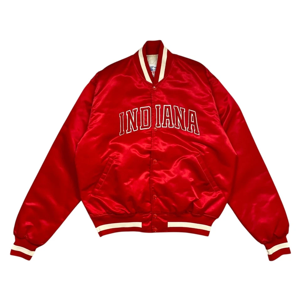 CHAQUETA BOMBER SATINADA DE COLECCIÓN AÑOS 90 NCAA INDIANA HOOSIERS STARTER HECHA EN EE. UU. TALLA L Foto 1 de 4