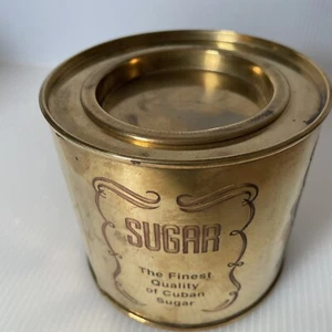 Messing Zucker feinste Qualität kubanischer Vorratsbehälter 4" rund/Deckel Vintage - Bild 1 von 7