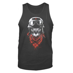 Adventurer Cat Animals Pet Bikers Motorcycle Funny Joke Humor Humorous Tank Top - Picture 1 of 4