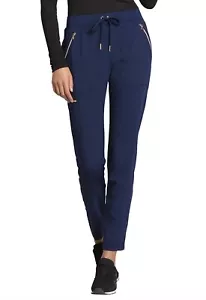 Che Women Scrubs Pant Mid Rise Tapered Leg Drawstring CK055P, XXS Petite, Navy - Picture 1 of 7