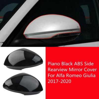 Par de tapas de espejo retrovisor lateral ABS negro para Alfa Romeo Giulia 2017-2022 Foto 1 de 4