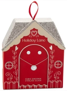 Holiday Lane 2-tlg. Halskette & Ohrstecker mit rundem Pavé-Anhänger mit Zirkonia - Bild 1 von 4