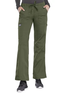 Olive Green Cherokee Scrubs Workwear Low Rise Drawstring Cargo Pant 4020 OLVW - Picture 1 of 6