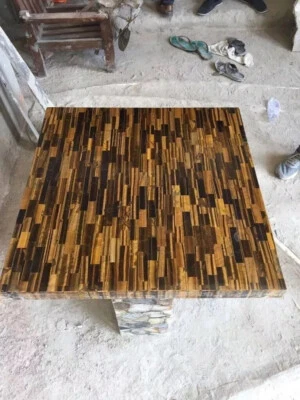 Mesa de centro de piedras preciosas ojo de tigre de 40", mesa de comedor de mármol, mesa de cristal curativo Foto 1 de 4