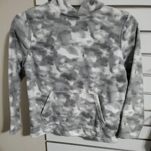Kids Fleece Hoodie Medium 8 White Gray - Picture 1 of 5