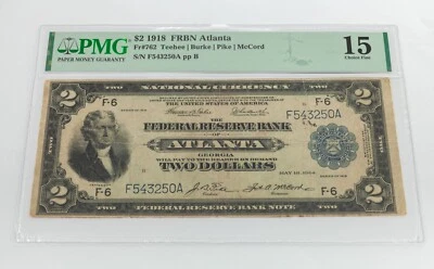 1918 National Currency Fr #762 Graded by PMG as Choice Fine 15 Large Size - Image 1 of 4