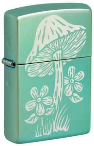 Zippo Mushroom Design High Polish Green Laser Engrave 46178 - Picture 1 of 7