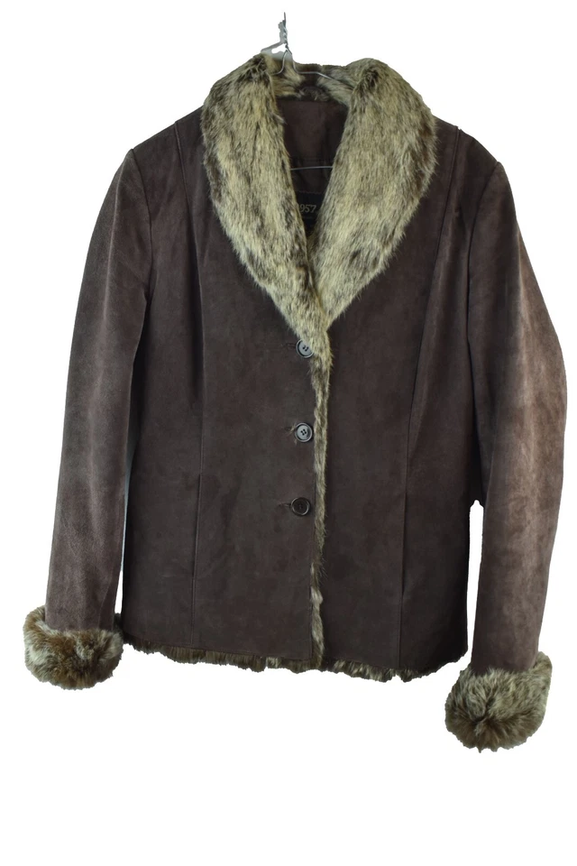 Firenze 1957 Womans Leather Suede Button Brown Jacket Size M Vintage - Image 1 of 4