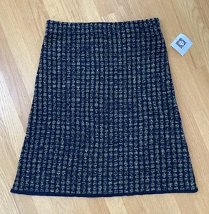 Gonna donna Anne Klein misto lana nera e oro metallizzata A-Line media nuova con etichette $79 - Foto 1 di 7