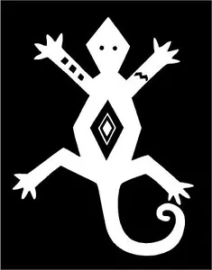 WHITE Vinyl Decal Aztec lizzard gecko Native American sticker Indian hunt fun - Bild 1 von 1