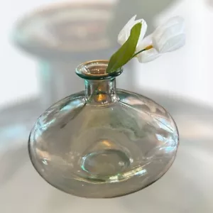 Recycled Glass 8" Green Bulbous Recycled Art Vase from Spain - Picture 1 of 6