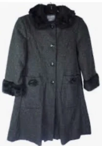 💥Rothschild Jacket Swing Coat 100% Wool Girls'Faux Dress Coat w/t Bow - Picture 1 of 12