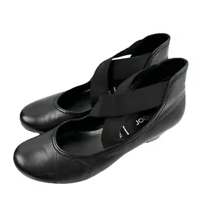 Gabor Shoes 9 Black Soft Leather Slip On Criss Cross Heel Womens Comfort - Picture 1 of 9