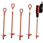 4 Pack 15" Ground Anchors Screw in with Drill, Heavy Duty 3" Wide Helix 4pcs