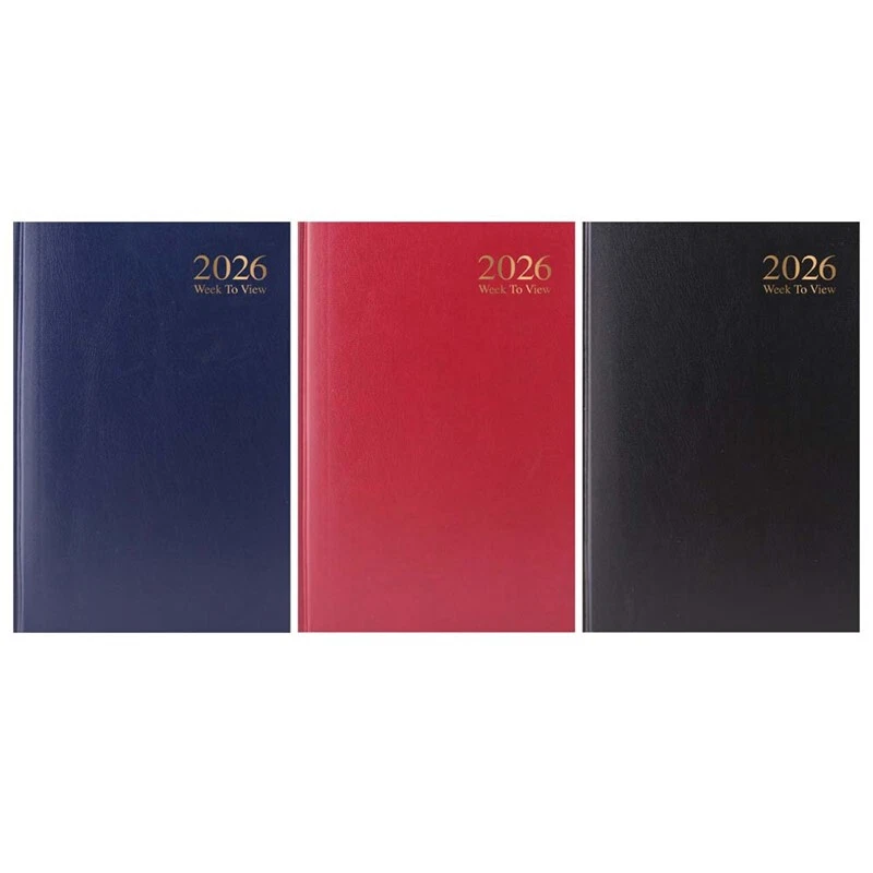 TALLON 2026 A5 WEEK TO VIEW DIARY - BLACK/BLUE/RED - ONLY £3.49
