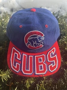 Vintage 90s Chicago Cubs Starter Brim Block Spell Out SnapBack Cap Wool - Picture 1 of 12