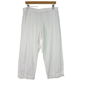 Bryn Walker linen pants womens white medium cropped pull on high rise beachy - Picture 1 of 10