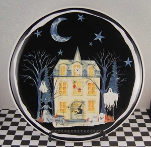 Potter's Studio Haunted House Salad Plates set of 2 NEW 8.75" accent potters - Picture 1 of 3