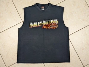 Vtg Harley Davidson Sleeveless T Shirt Size XL Grand Teton Idaho Falls FLAMES - Picture 1 of 7