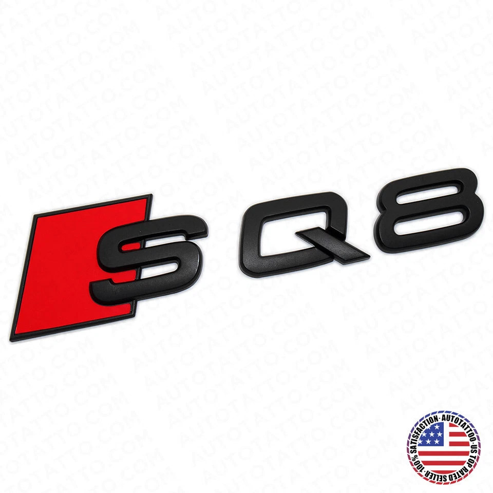 Placa de identificación emblema maletero deportivo Audi SQ8 negro mate letra trasera puerta levadiza Foto 1 de 4