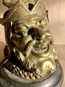 19th Century English Bronze Inkwell, Marked The Bard, Portsea, On Marble Base - Picture 1 of 12