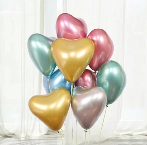 Paquete de 50 globos de látex metálico en forma de corazón de 12 pulgadas decoración de fiesta - Imagen 1 de 3