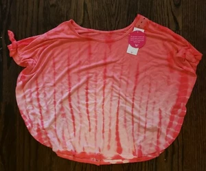 NEU MIT ETIKETT MÄDCHEN JUSTICE ORANGE KORALLE TIE DYE BINDEÄRMEL BAUCHFREIES OBERTEIL SHIRT - 8 - Bild 1 von 5