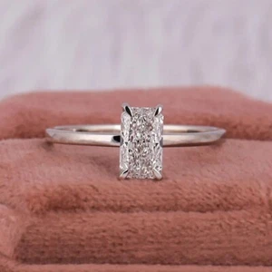 2.5CT Radiant Lab Grown F/VS1 Diamond Solitaire Engagement Ring In14k White Gold - Picture 1 of 16