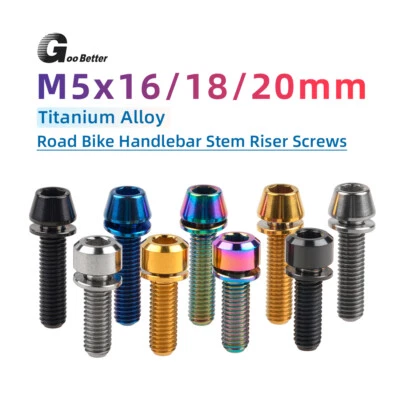 Titanium Bolt M5x16/18/20mm MTB Bike Handlebar Stem Riser Allen Hex Screw Washer - Image 1 of 4