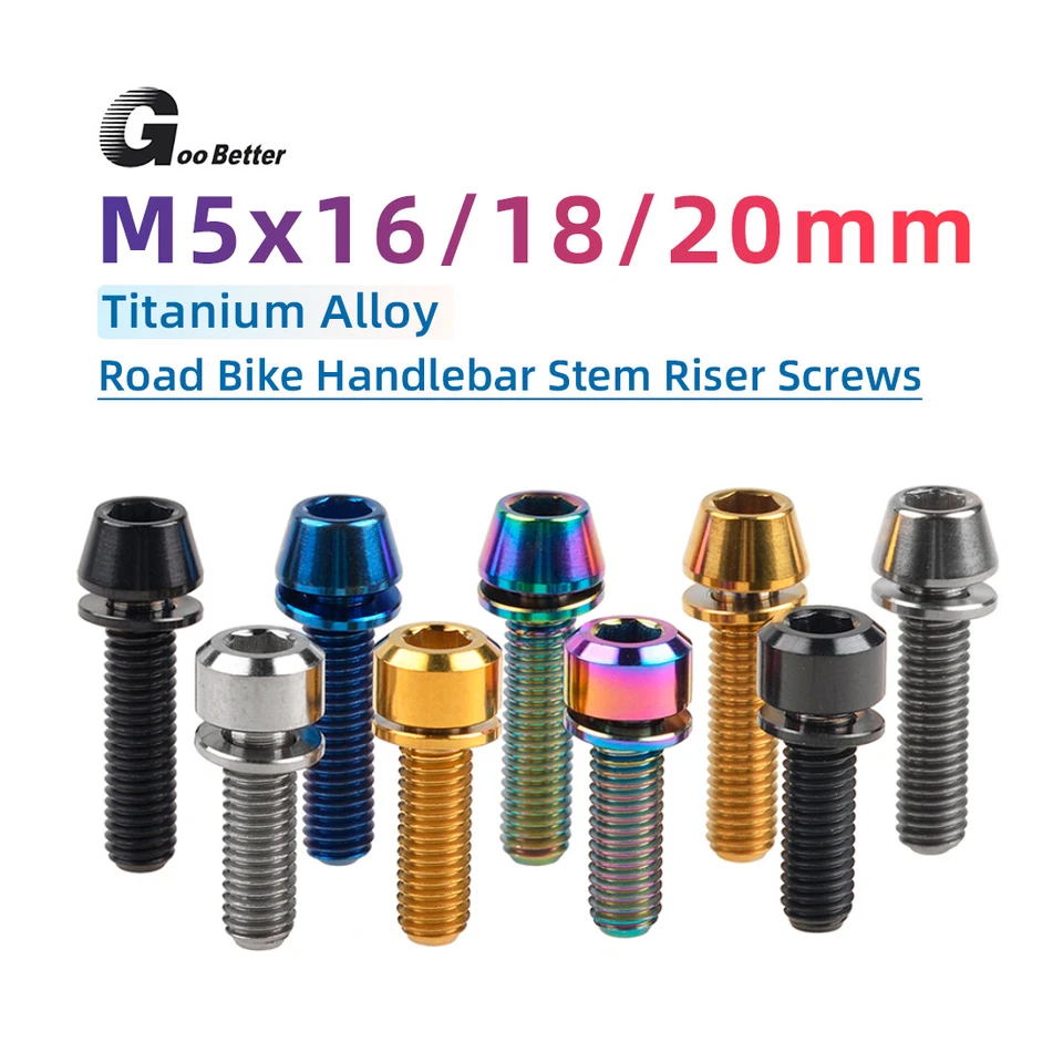 Titanium Bolt M5x16/18/20mm MTB Bike Handlebar Stem Riser Allen Hex Screw Washer - Image 1 of 4