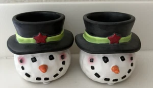 2 Yankee Candle Snowman Tealight Holders - Picture 1 of 2
