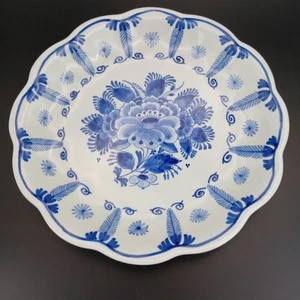 Royal Delft Teller 7,75" blau handbemalt Wandbehang gewellter Rand 1967 - Bild 1 von 9