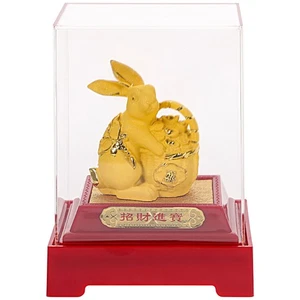 Golden Rabbit Ornaments Child Baby Chinese Bunny Decor Figurines - Picture 1 of 12