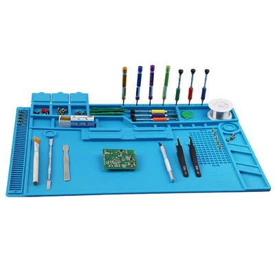 Soldering Station Mat Silicone Work Mat Heat Resistant 932°F Anti-Static Magnet - Image 1 of 4