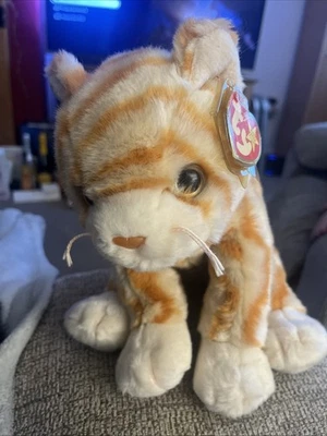 VGC Retired Ty Beanie Buddies Plush Amber the Ginger Cat Tagged - Image 1 of 4